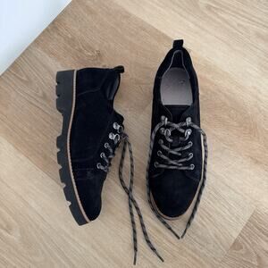 Vionic Shoes Size 8.5 Women's Suede Lace Up Oxford Ballari Black, Worn Once